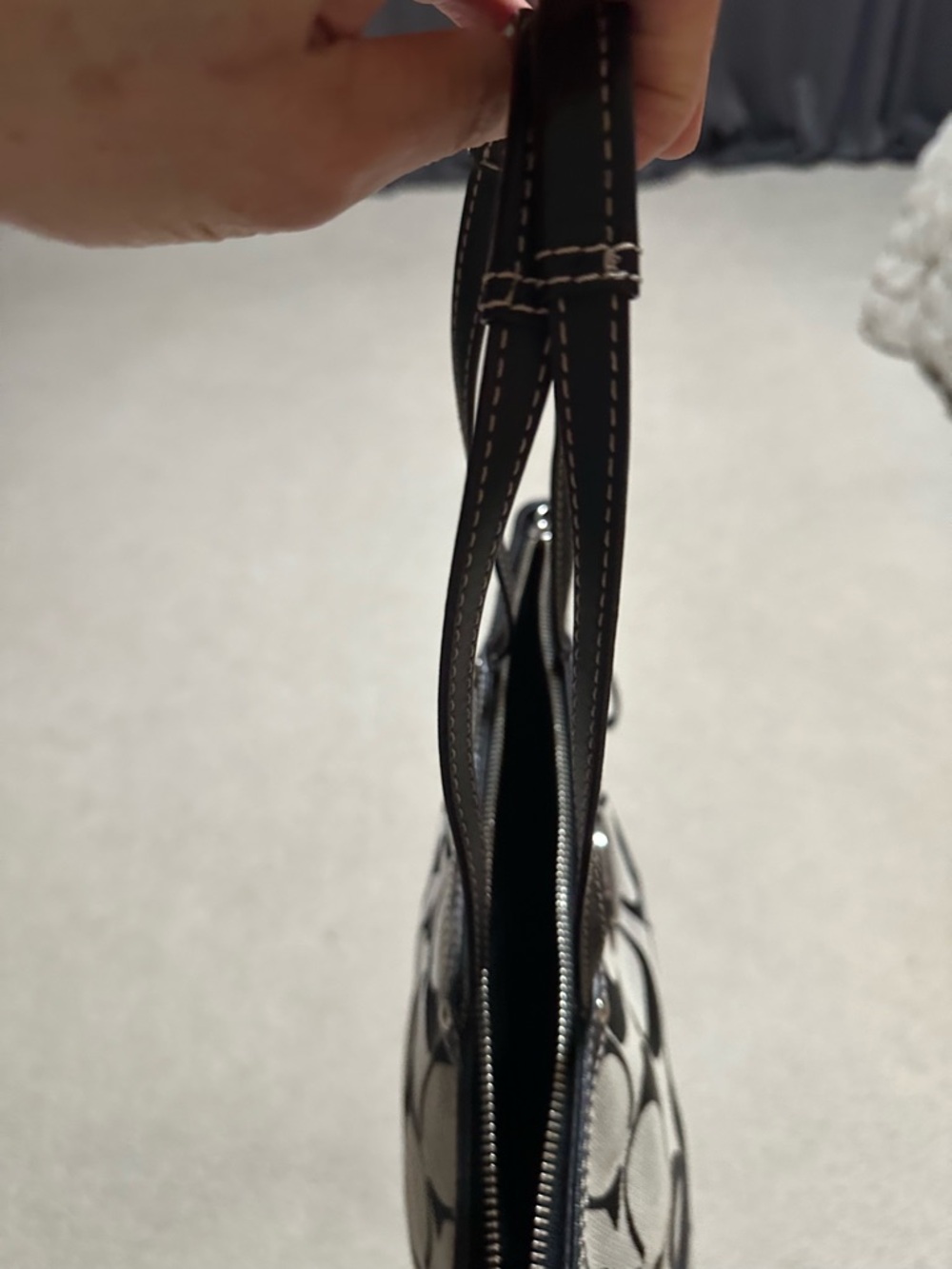 Coach Black and Tan Signature Canvas Tote - Picture 7 of 12